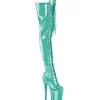 Glitter 20 cm FLAMINGO-3020GP bottes cuissardes talons hauts à lacets vertes