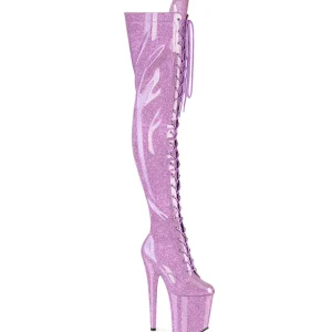 Glitter 20 cm FLAMINGO-3020GP bottes cuissardes talons hauts à lacets purper