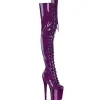 Glitter 20 cm FLAMINGO-3020GP bottes cuissardes talons hauts à lacets Violet