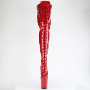 Glitter 20 cm FLAMINGO-3020GP bottes cuissardes talons hauts à lacets rouge