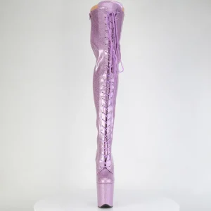 Glitter 20 cm FLAMINGO-3020GP bottes cuissardes talons hauts à lacets purper