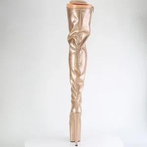 Glitter 20 cm FLAMINGO-3020GP bottes cuissardes talons hauts à lacets dorée