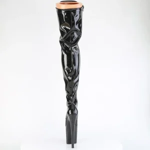 Glitter 20 cm FLAMINGO-3020GP bottes cuissardes talons hauts à lacets noirs