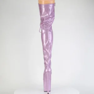 Glitter 20 cm FLAMINGO-3020GP bottes cuissardes talons hauts à lacets purper