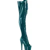 Glitter 18 cm PEEP TOE bottes cuissardes talons hauts à lacets sarcelle