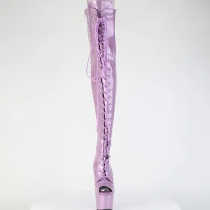Glitter 18 cm PEEP TOE bottes cuissardes talons hauts à lacets purper