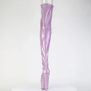 Glitter 18 cm PEEP TOE bottes cuissardes talons hauts à lacets purper