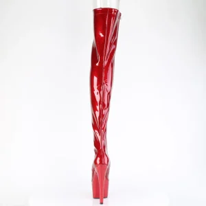 Glitter 18 cm PEEP TOE bottes cuissardes talons hauts à lacets rouge