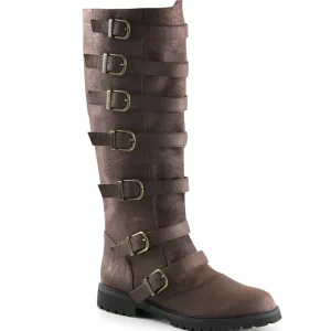 GOTHAM-110 marron botte de capitaine halloween bottes pour hommes à boucles