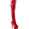Hologramme 18 cm ADORE-3019HWR talons hauts bottes cuissardes bout ouvert rouges