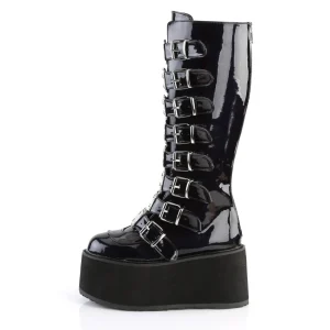 Hologramme 9 cm DAMNED-318 plateforme bottes hautes femme à boucles noir