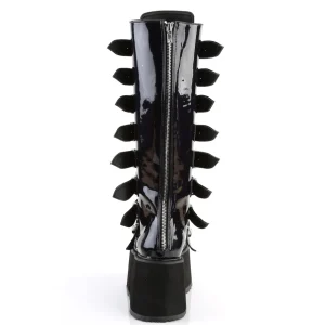 Hologramme 9 cm DAMNED-318 plateforme bottes hautes femme à boucles noir
