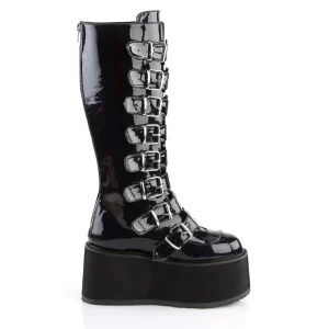 Hologramme 9 cm DAMNED-318 plateforme bottes hautes femme à boucles noir