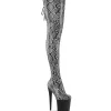 Motif serpent 20 cm 3008SP-BT Plateforme bottes cuissardes à lacets noires