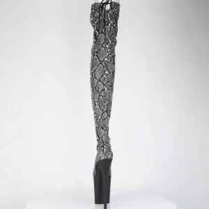 Motif serpent 20 cm 3008SP-BT Plateforme bottes cuissardes à lacets noires