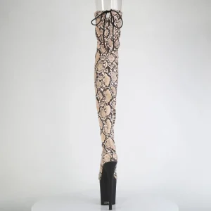 Motif serpent 20 cm 3008SP-BT Plateforme bottes cuissardes à lacets brun