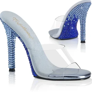 Mules Bleues 11,5 cm GALA-01DMM Mules à talons hauts strass