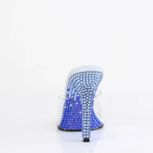 Mules Bleues 11,5 cm GALA-01DMM Mules à talons hauts strass