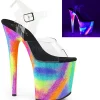 Multicolore 20 cm FLAMINGO-808GXY Plateforme Neon Sandales Femmes