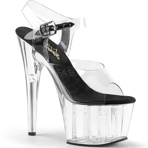 Noir 18 cm ADORE-708 Plexi Plateforme Haut Talon