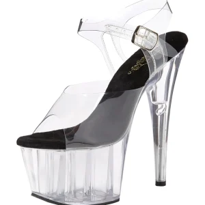 Noir 18 cm ADORE-708 Plexi Plateforme Haut Talon
