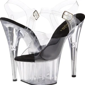 Noir 18 cm ADORE-708 Plexi Plateforme Haut Talon