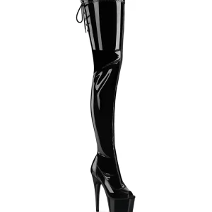 Noir 18 cm ADORE-4011 Vinyle plateforme bottes cuissardes crotch haute