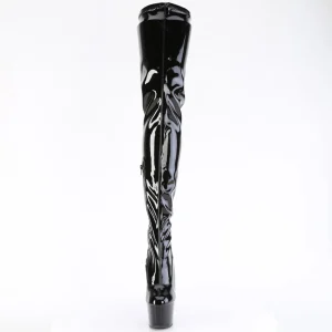 Noir 18 cm ADORE-4000 Vinyle plateforme bottes cuissardes crotch haute