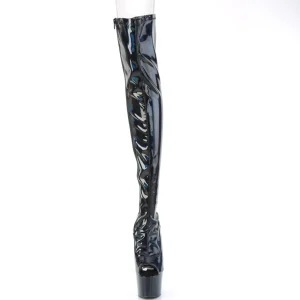Noir 18 cm ADORE-3011HWR Hologramme plateforme bottes cuissardes bout ouvert