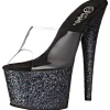 Noir 18 cm ADORE-701LG etincelle plateforme mules talons hauts