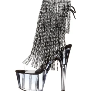 Noir 18 cm ADORE-1017RSFT bottines a frangees pour femmes a talon