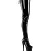 Noir 18 cm ADORE-4000SLT Vinyle plateforme bottes cuissardes crotch haute