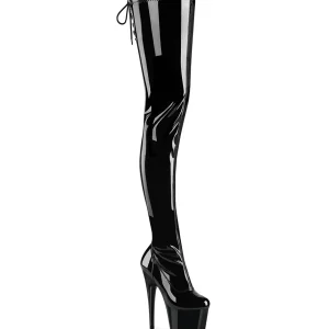 Noir 18 cm ADORE-4000SLT Vinyle plateforme bottes cuissardes crotch haute