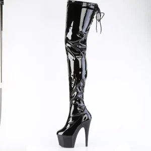 Noir 18 cm ADORE-4000SLT Vinyle plateforme bottes cuissardes crotch haute
