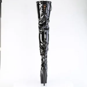 Noir 18 cm ADORE-4000SLT Vinyle plateforme bottes cuissardes crotch haute