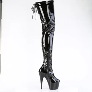 Noir 18 cm ADORE-4000SLT Vinyle plateforme bottes cuissardes crotch haute