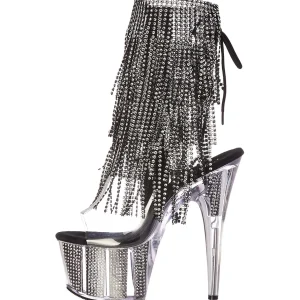 Noir 18 cm ADORE-1017SRS bottines a frangees pour femmes a talon