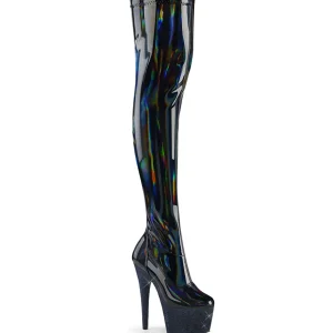 Noir 18 cm BEJ-3000-7 Hologramme bottes overknee plateforme pole dance