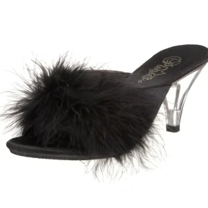 Noir 8 cm BELLE-301F plumes de marabout Mules Chaussures
