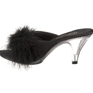 Noir 8 cm BELLE-301F plumes de marabout Mules Chaussures