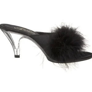 Noir 8 cm BELLE-301F plumes de marabout Mules Chaussures