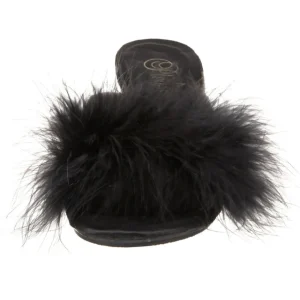 Noir 8 cm BELLE-301F plumes de marabout Mules Chaussures