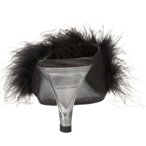 Noir 8 cm BELLE-301F plumes de marabout Mules Chaussures