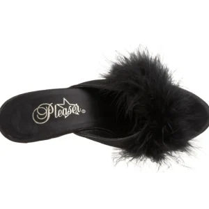 Noir 8 cm BELLE-301F plumes de marabout Mules Chaussures