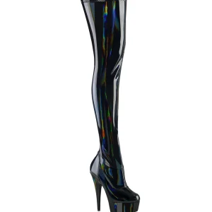 Noir 15 cm DELIGHT-3000HWR Hologramme bottes overknee plateforme de pole dance