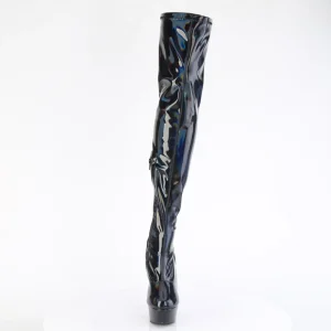 Noir 15 cm DELIGHT-3000HWR Hologramme bottes overknee plateforme de pole dance