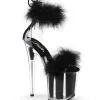 Noir 20 cm FLAMINGO-824F sandales à talons hauts et plumes pole dance