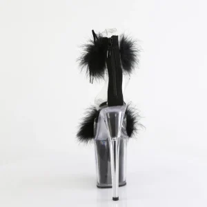 Noir 20 cm FLAMINGO-824F sandales à talons hauts et plumes pole dance