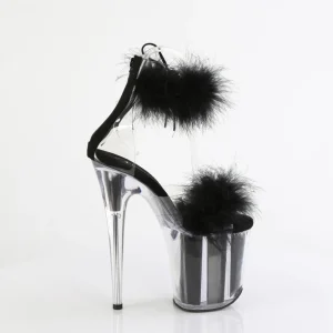 Noir 20 cm FLAMINGO-824F sandales à talons hauts et plumes pole dance