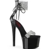 Noir 18 cm PASSION-727RS noirs plateforme talon haut avec bande de cheville
